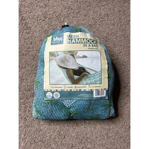 Bliss Hammocks In a Bag Strong Mesh Fabric Light Blue Palm Tree 106 x 55"W 375lb